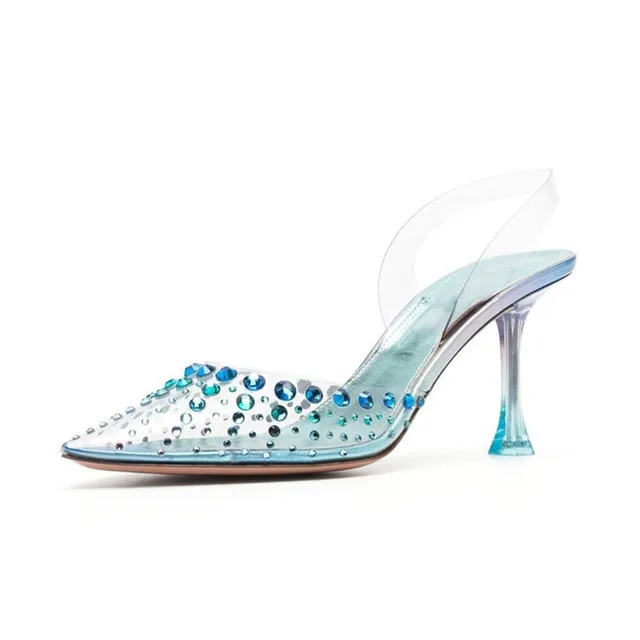 clear formal dress shoes Women's Clear Pumps Shoes Transparent Banquet Evening Mid Heel Party Fashion OL