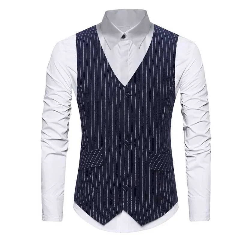 Blue Grey Men's Cotton Vest Waistcoat V-neck Vertical Striped Casual Suit  Vest with Buttons and Pockets from Dhgate Men's Vests - price 22.63