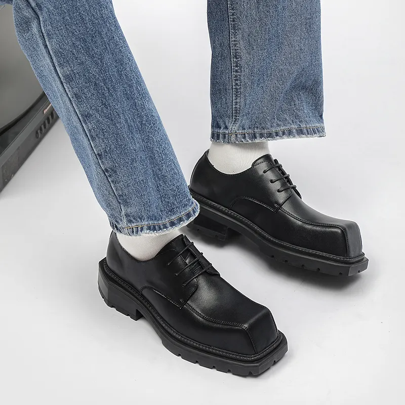 Bulk STRONGSHEN Vintage Leather Square Toe Derby Mens Dress Shoes 