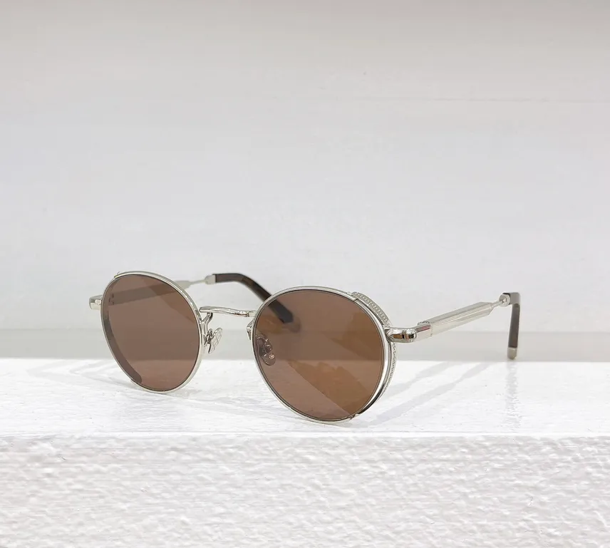 Retro Round Sunglasses Gold Metal Frame With Dark Grey  display picture 1