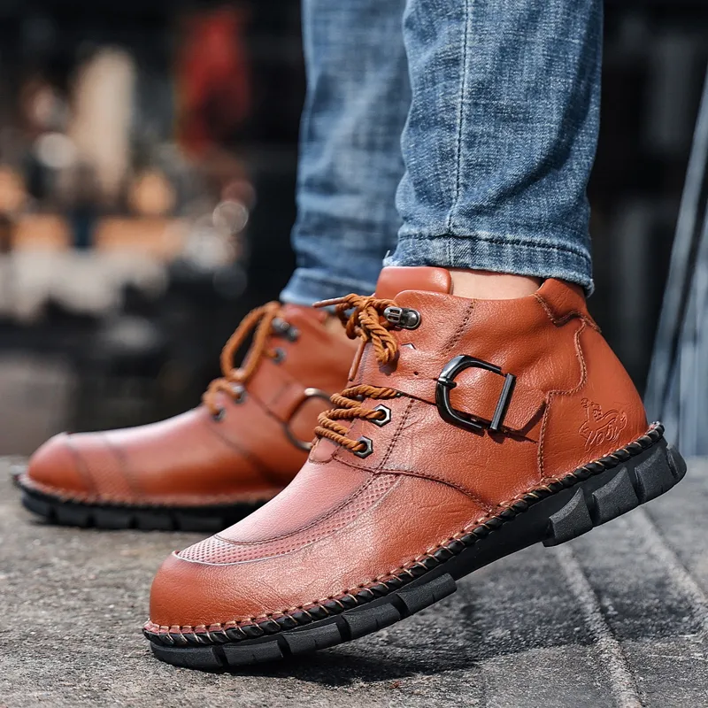 Dhgate Chaussures DorÃ©es Homme Bottes En Cuir De Randonnée