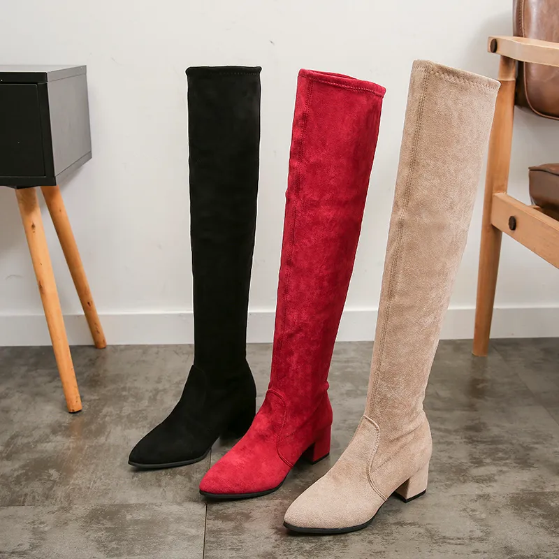 Womens Black Thigh High Boots Winter Over The Knee Fashion Boots