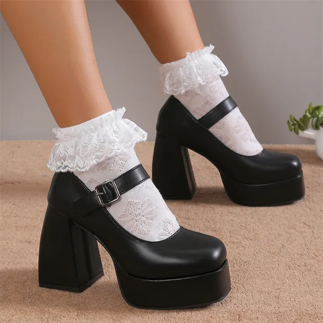 White Platform Pumps With Buckle Strap For Women Super Mary Jane High Heels Perfect For Parties And Events From Dh912180352 19.39 DHgate.Com