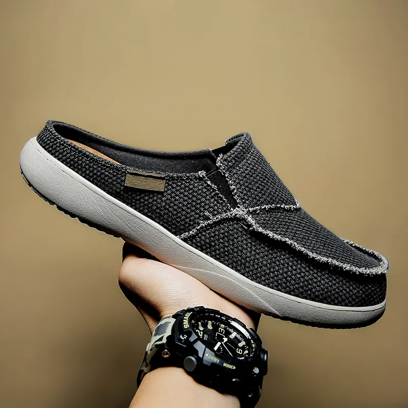 Save Big on Bulk Mens Lightweight Canvas Shoes Summer New Men Casual Shoes  Fashion Cowboy Half Slippers Breathable Canvas Soft Bottom Lightweight