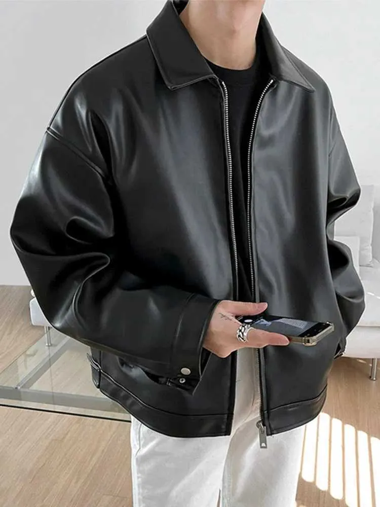 GENTLE FAKE LEATHER JACKET ブラック Mens Faux Leather Jacket - Cool Autumn Biker Style