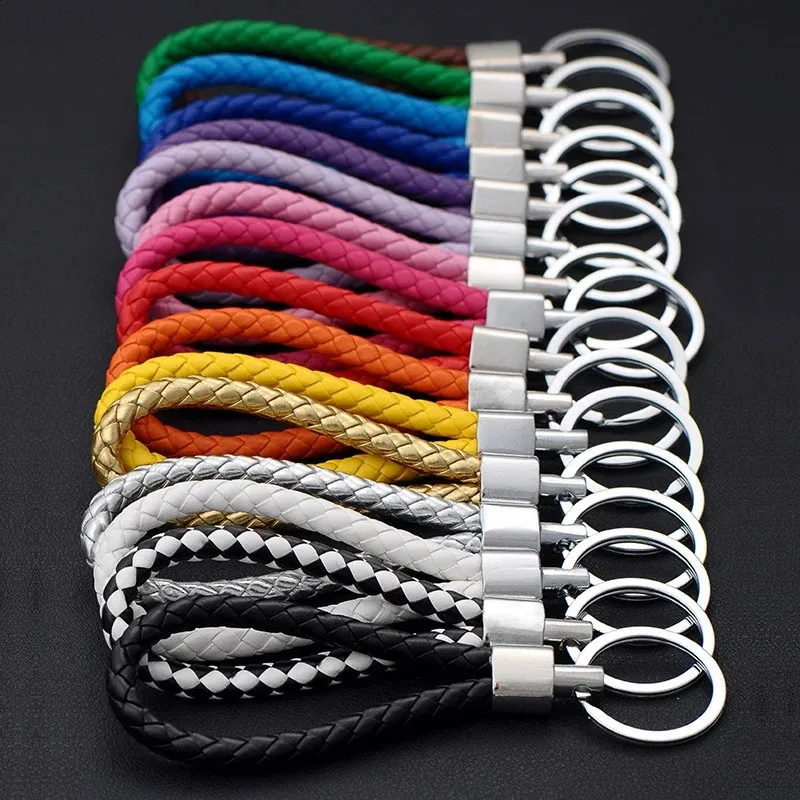 Woken Rope Keychain PU Leather Braided Woven Rope Keychain - DIY Bag Pendant, Key Chain ...