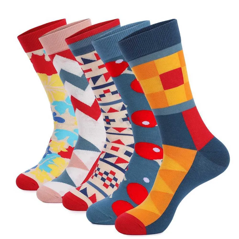 Mens Fun Dress Socks 5-Pair Pack - Colorful, Striped, Combed Cotton - Shop  Now! from Dhgate Mens Socks - price 2.86