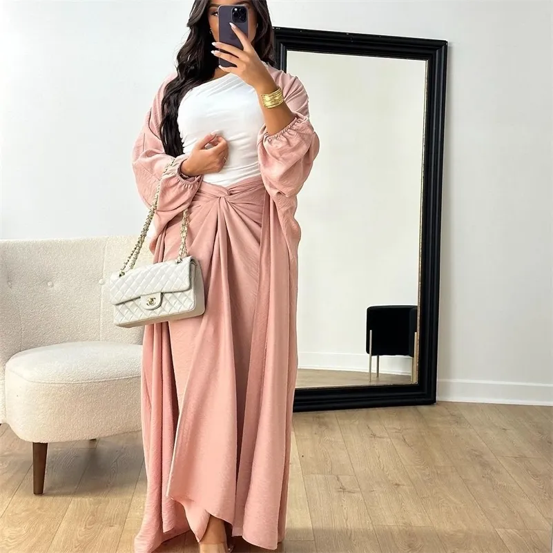 Women's Autumn & Winter Kimono Two-Piece Set - Long Sleeve, Casual Loose Fit, Elegant Strap Skirt Women's Autumn & Winter Kimono Two-Piece Set - Long Sleeve, Casual Loose Fit, Elegant Strap Skirt