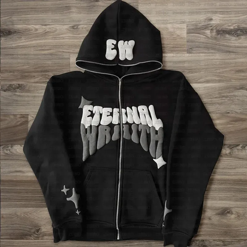 3D Letter Print Floral Hooded Sweatshirt Oversized Casual Couple