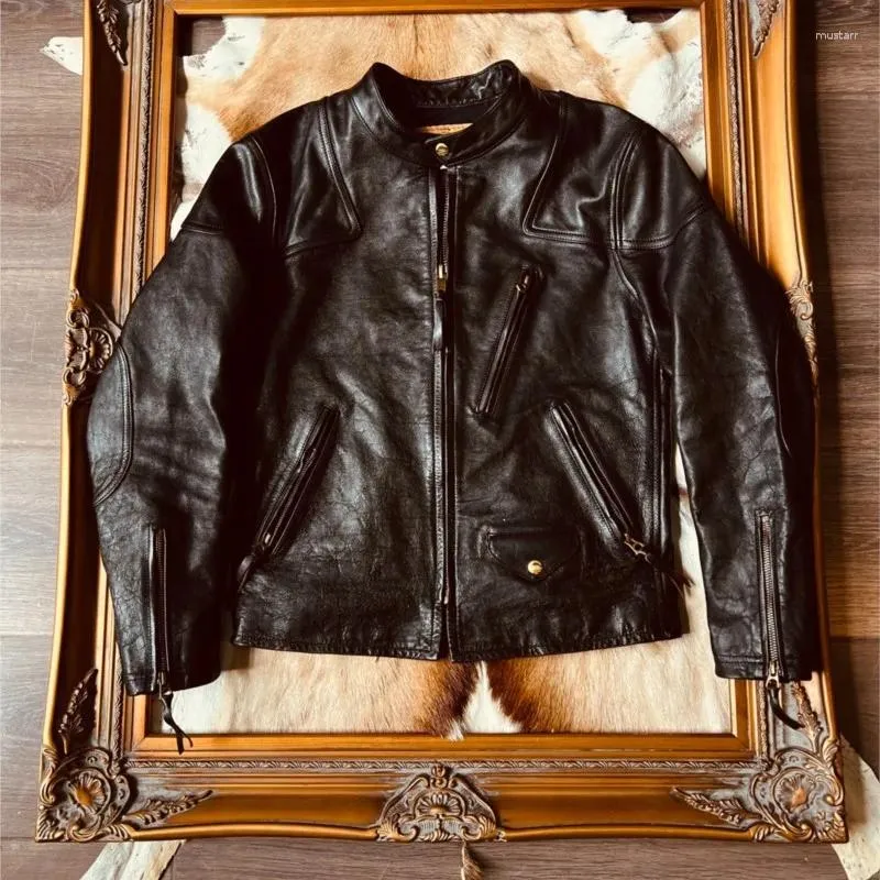Vintage Style Leather Jacket for Men - Distressed Amekaji