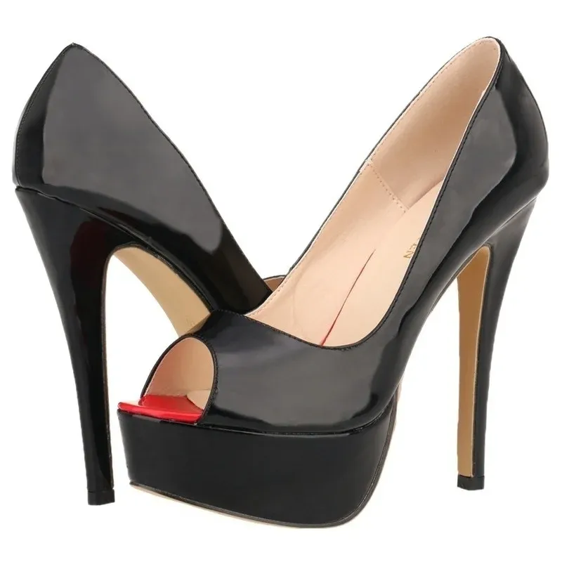 DHgate.com:Red Patent Leather Peep Toe Platform Pumps