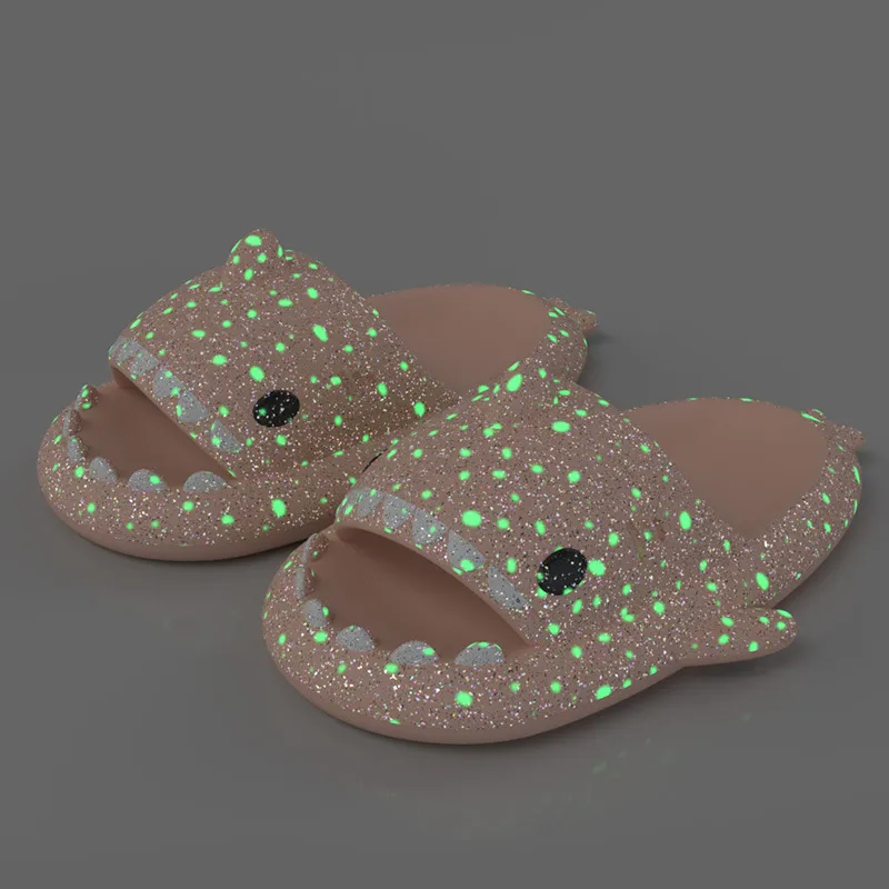 Fluorescent Shark Glitter Slippers For Men And Women Luminescent