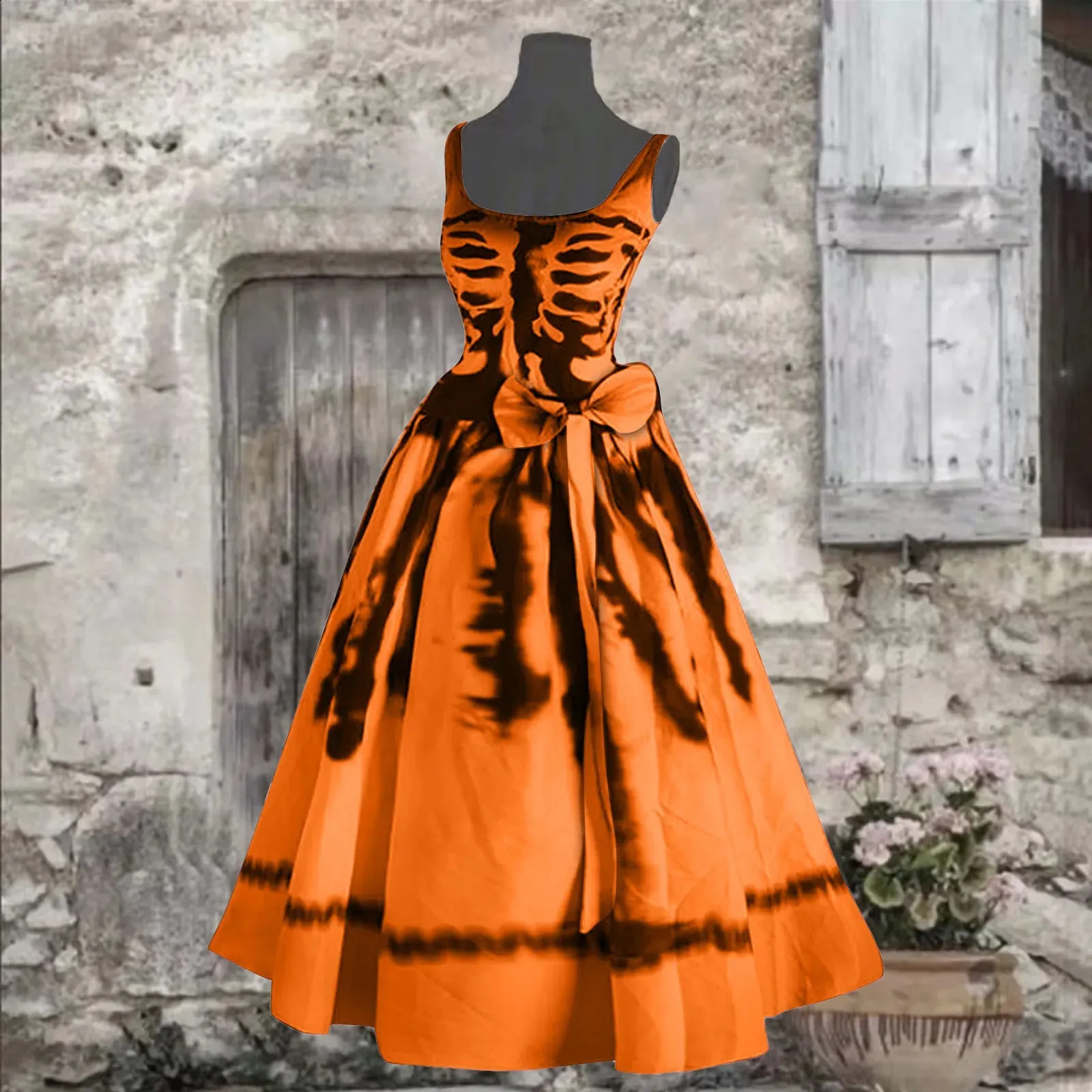 navy blue dress for baby girl Womens Skeleton & Roses Retro A Line Halloween Cosplay Dress – Gothic Party  Costume For Cosplay Events From Domainstore, $22.61 main image 0