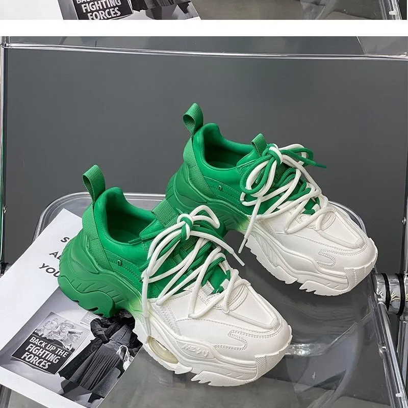 DHgate.com:Colorful Patchwork Dad Sneakers - Casual Thick