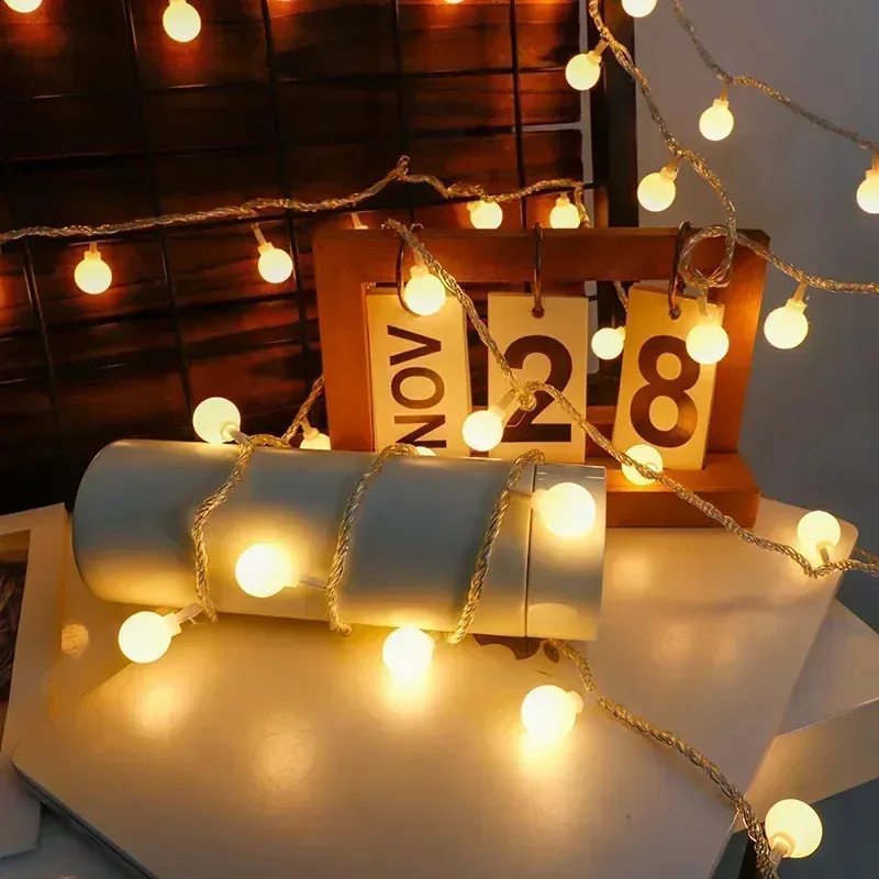 LED ball string lights with EU plug for outdoor garden and wedding ...