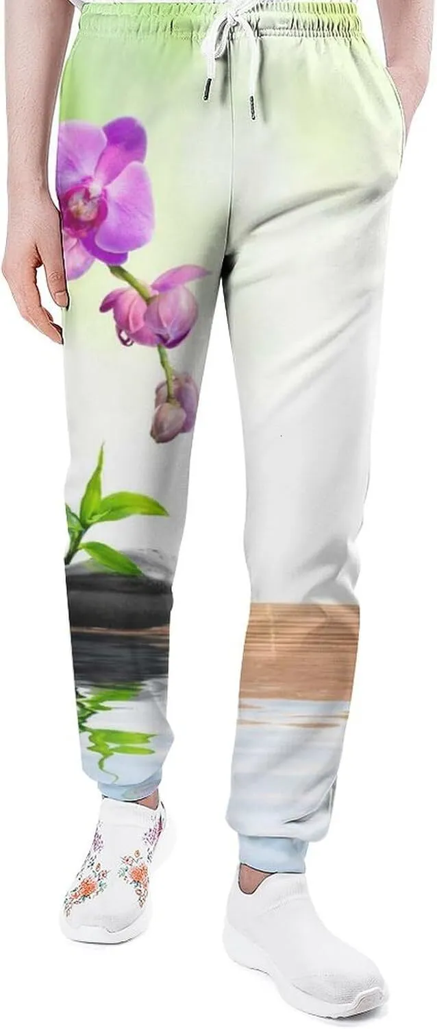 Men's Floral Sweatpants: 3D Printed Lounge Pants with Drawstring Pockets  (XS-6XL) Comfy Stylish Sweat Pants for Men