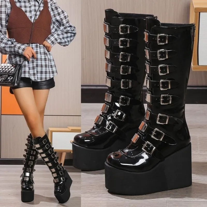 Gothic Cowboy Stiefel: Frauen Cosplay High Stiefel Winter Langrohr