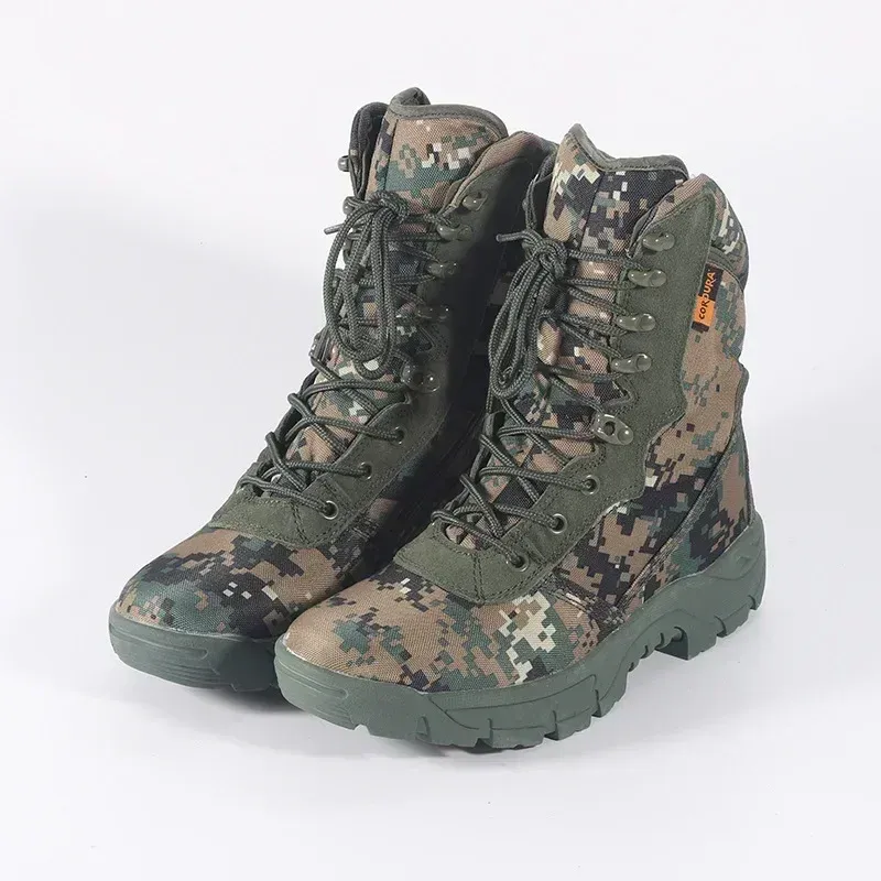 Men's Green Camouflage Hiking Boots Waterproof, Anti-Slip, Wear-Resistant  for Outdoor Adventures