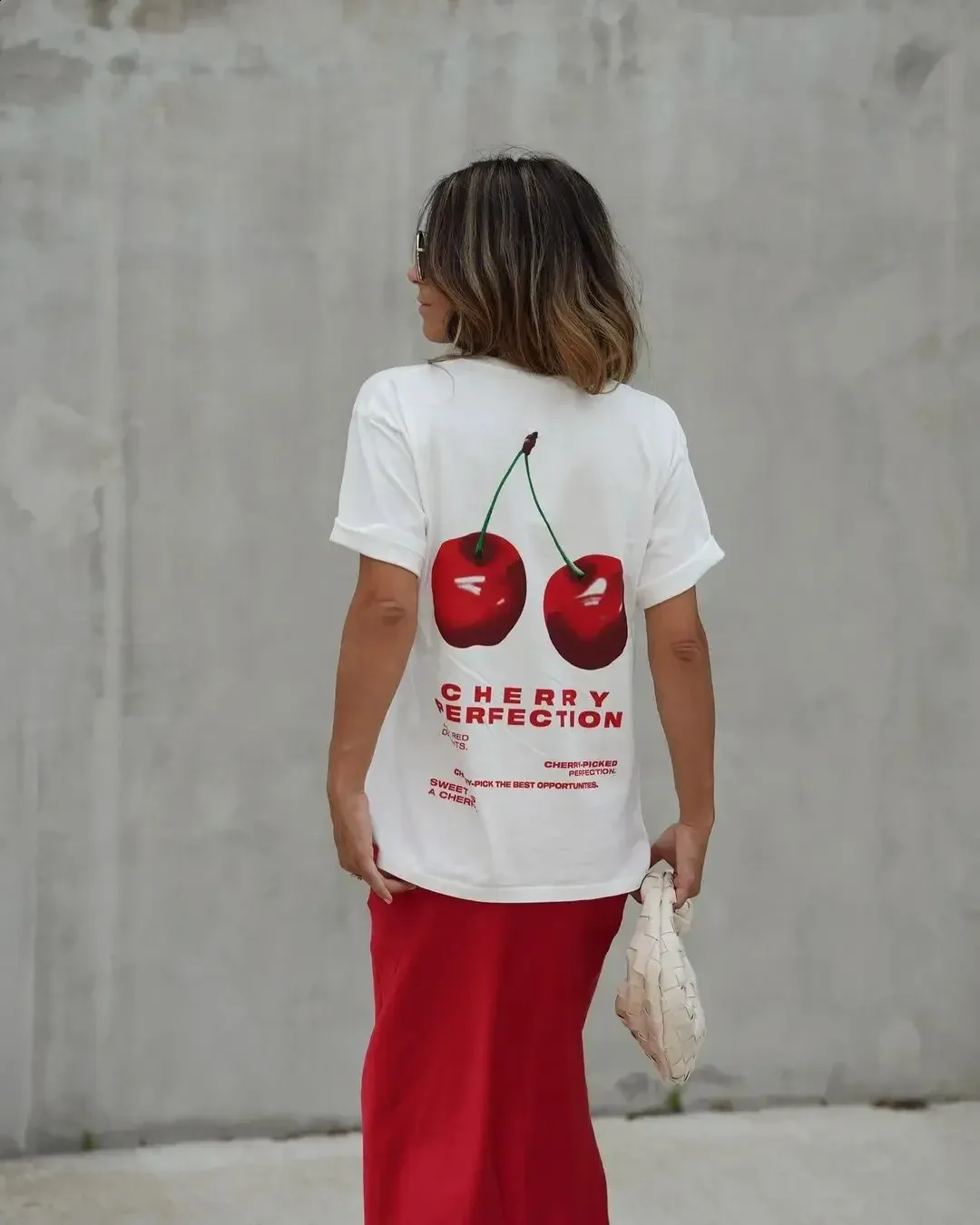 Oversized Cherry Graphic Tee - Summer Y2K Fashion, Couple