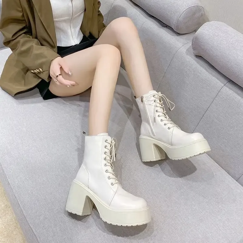 Platform Boot Bottom View Platform Block Heel Ankle Boots: Premium Leather, Thick Bottom, Shop ...