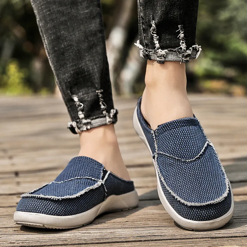 Men s Canvas Sandals Non slip Slippers Outdoor Casual Flip Flops Breathable Flats Sneakers 2024 Summer New Canvas Shoes