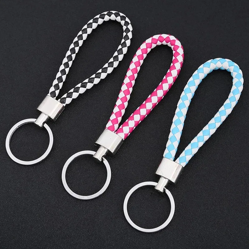 PU Leather Braided Woven Rope Keychain - DIY Bag Pendant, Key Chain ...
