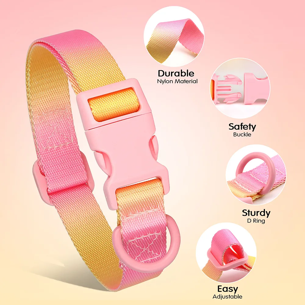 Gradient Nylon Dog Collar Adjustable for Small & Large Dogs - Pet ...