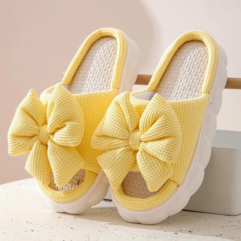 Sandals Cartoon Cute Home Slippers: Plush Bow Anti Slip Sweat