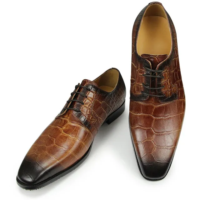 Wholesale Genuine Leather Derby Shoes: Crocodile Pattern  display picture 3