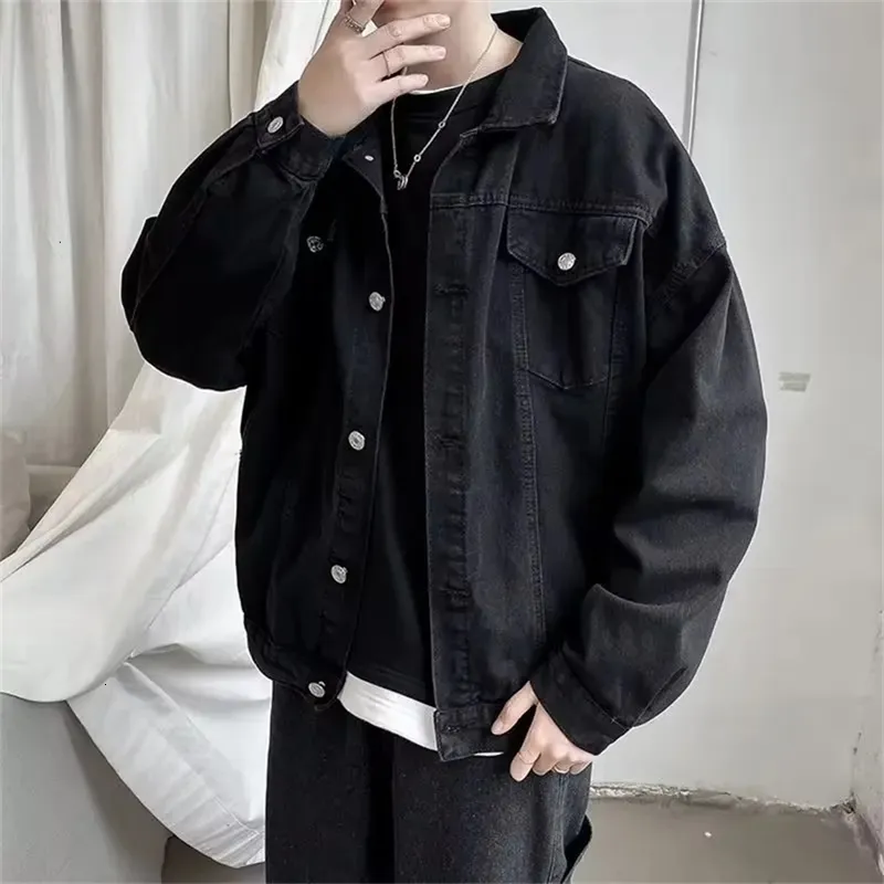 Denim Jacket For Men Loose Fit Casual Workwear Autumn Korean Style
