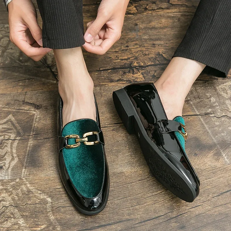 Wholesale Mens Slip On Loafers: Green And Black Wedding Shoes,... At Only  $193.24 | DHgate.Com