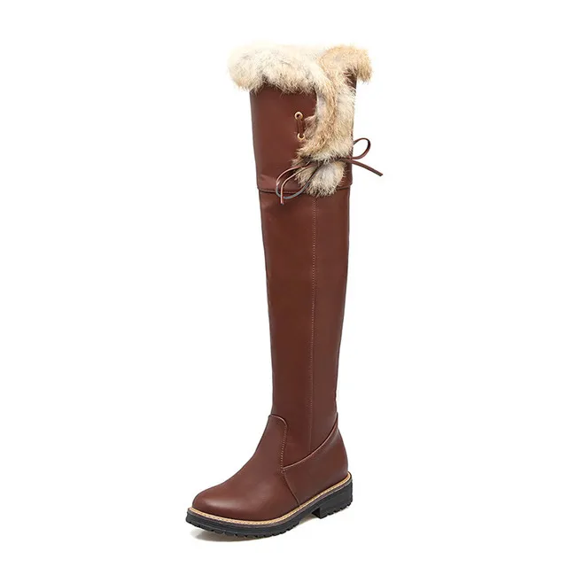 SACFOF Women's Winter Knee High Snow Boots – Waterproof, Fleece Lined, Platform Hidden Wedge, Anti-Slip | Warm Winter Boots For Cold Weather - View #5