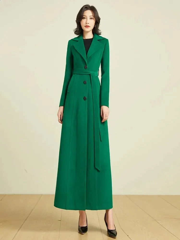 UAYOTSE Women's Fall Winter Office Single Long Dress Wool Coat Overcoat Purple Xxl