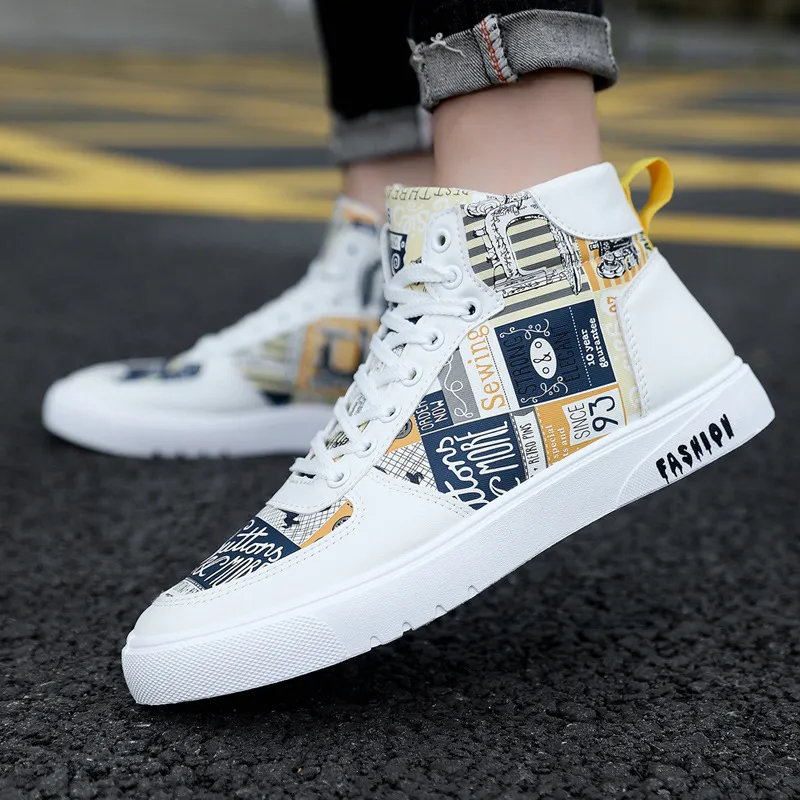 DHgate.com:Mens Graffiti High Top Sneakers - Punk Street