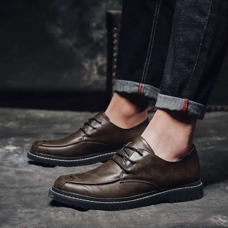 Natural Leather men's dress Shoes - British Style Business Flat Shoes for Casual, Office, Wedding - Breathable and Comfy Natural Leather men's dress Shoes - British Style Business Flat Shoes for Casual, Office, Wedding - Breathable and Comfy