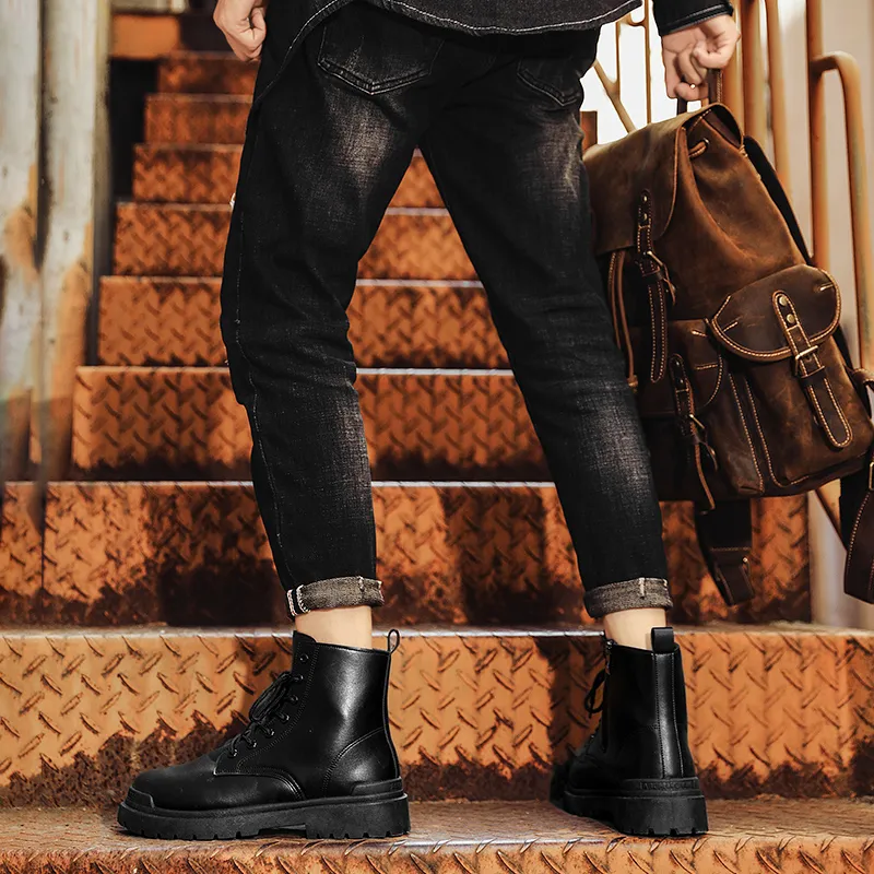 Sneakers Jeans With Black Boots Men Blue Jeans Black Boots Mens Top