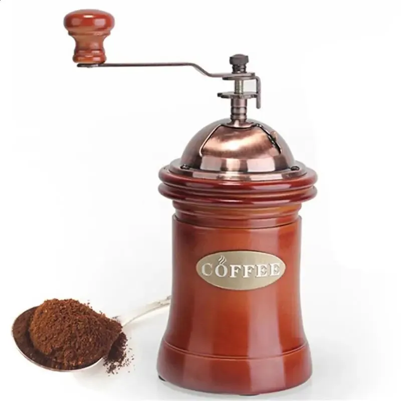 Manual Wooden Coffee Grinder, Hand Grinding Machine, Retro Style Coffee ...