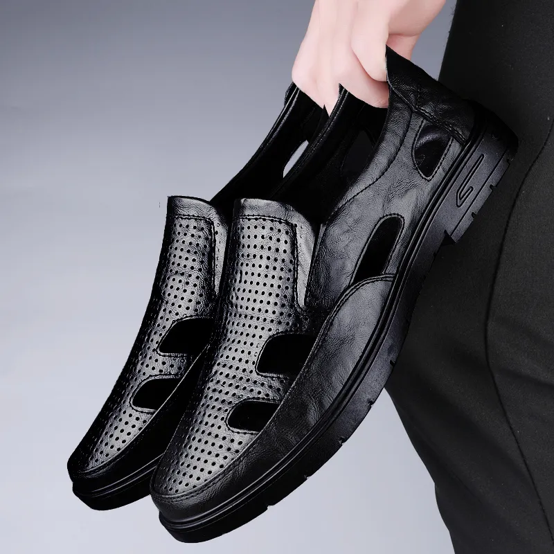 Bulk Mens Breathable Soft Soled Mens Leather Sandals Clearance