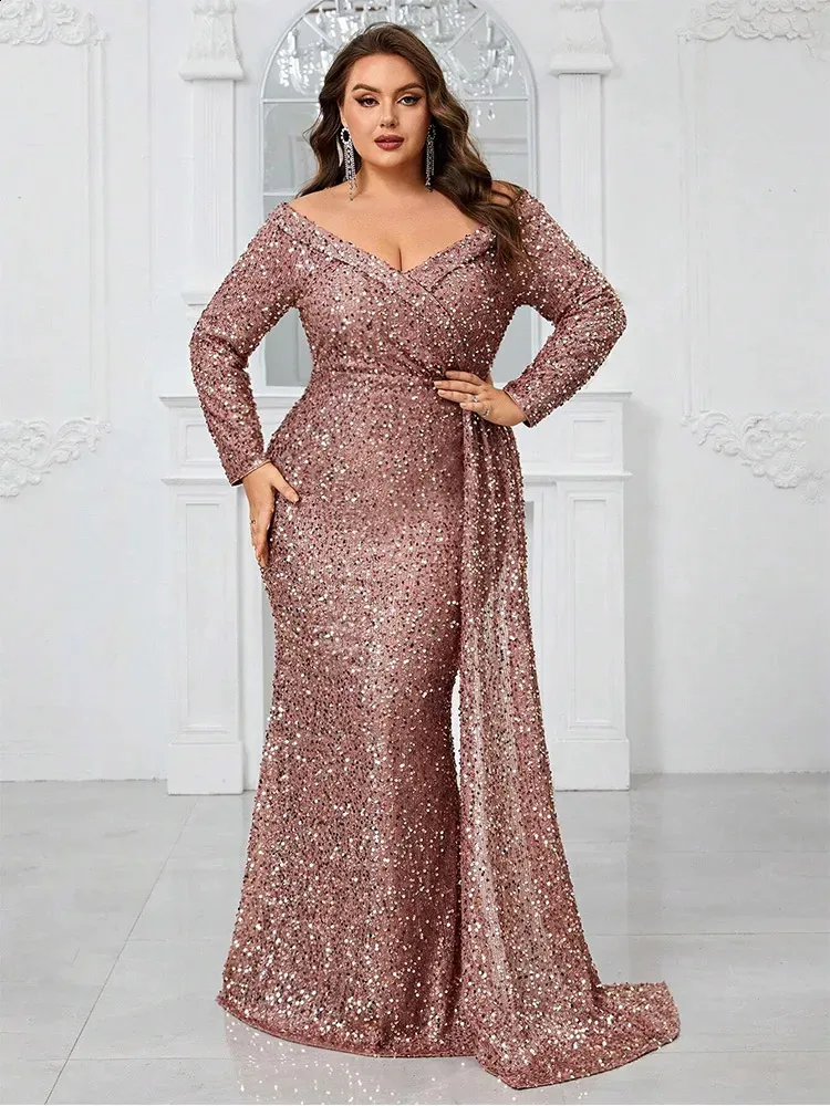 Evening Dresses Rose Gold Plus Size Top Plus Size Rose Gold Sequin Cocktail  Dress Long Sleeve