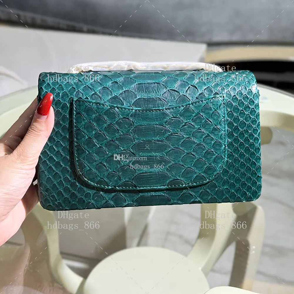 Snakeskin Flap Mini Crossbody Bag 20CM Canvas Genuine Leather