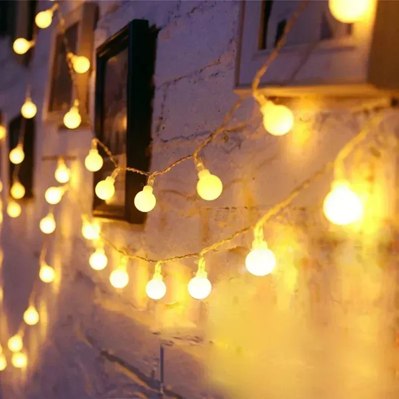 LED ball string lights with EU plug for outdoor garden and wedding ...