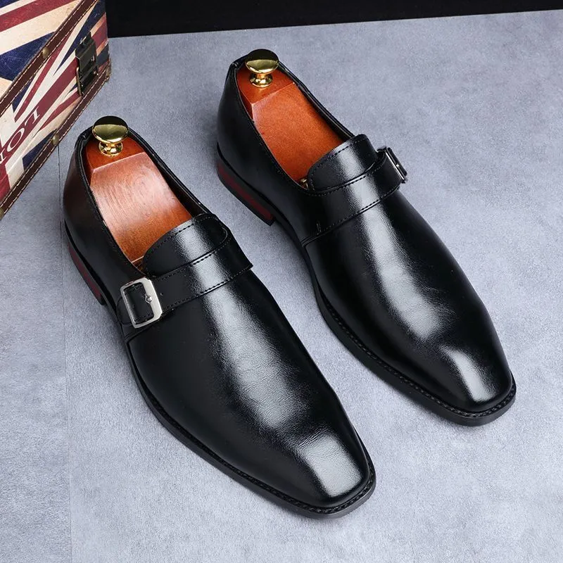 chinese dress ladies LIBERTYZENO Men's Double Buckle Monk Strap Leather Dress Shoes