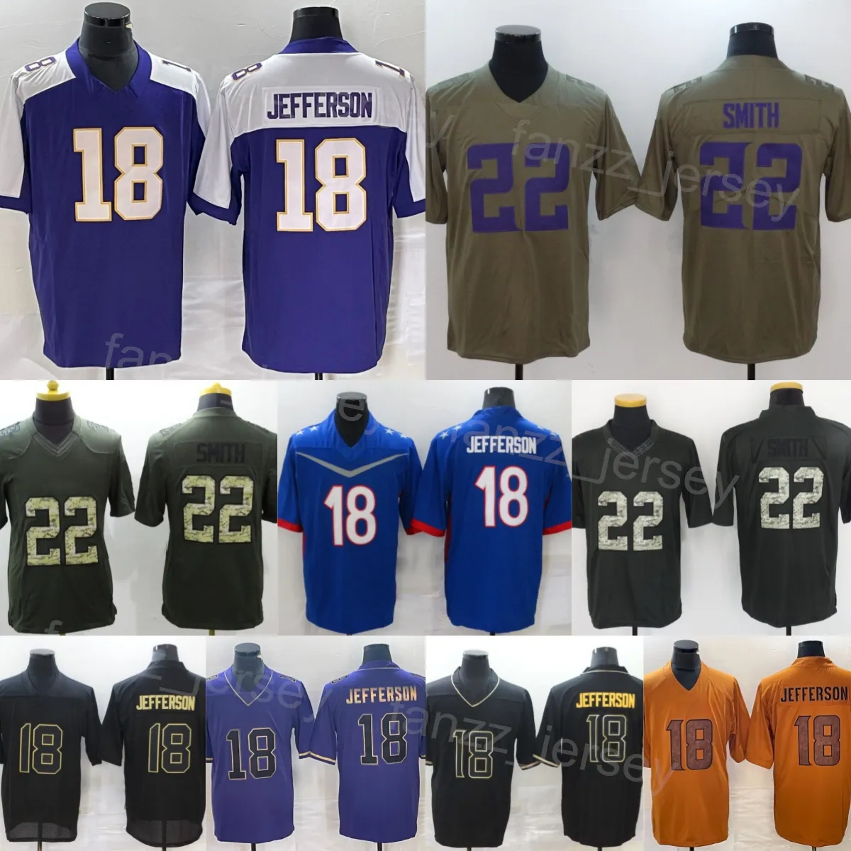 Save Big on Bulk Harrison Smith Jersey Mans Football 22 Harrison Smith  Jerseys 18 Justin Jefferson Vapor Untouchable Army Green Salute To Service  Turn