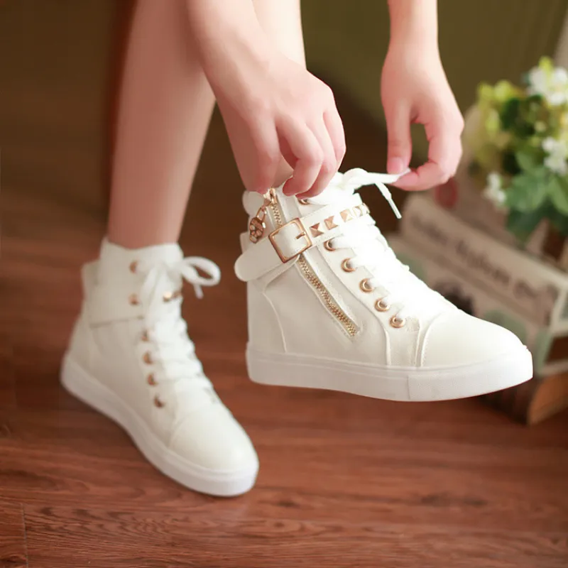 High Ankle Canvas Pumps Bulk White Canvas Shoes For Women High Top