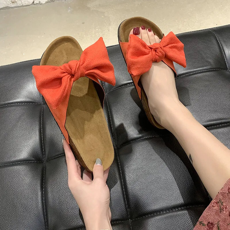 Women's Summer Butterfly-Knot Cork Slippers - Leopard Print Flip Flops, Sandals