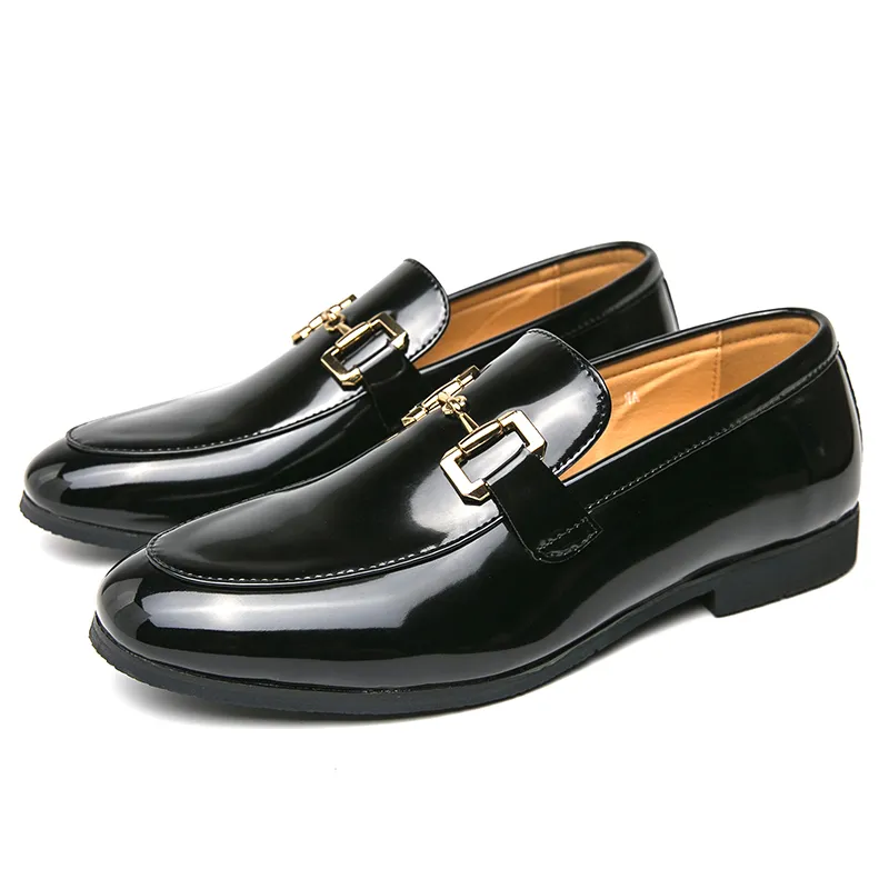 Wholesale Handmade Black PU Leather Loafers For Men Slip On  display picture 3