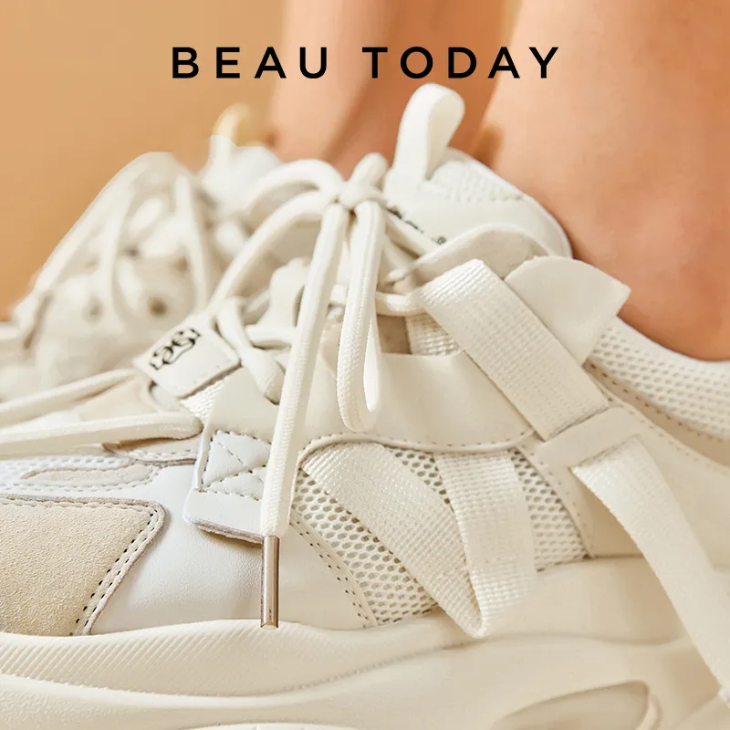 Premium Leather Sneakers: Handcrafted Comfort, Lace-Up Fashion - Main Image