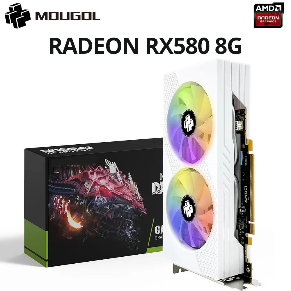 MOUGOL Radeon RX580 8G White RGB Amd Radeon R7 Graphics With GDDR5 