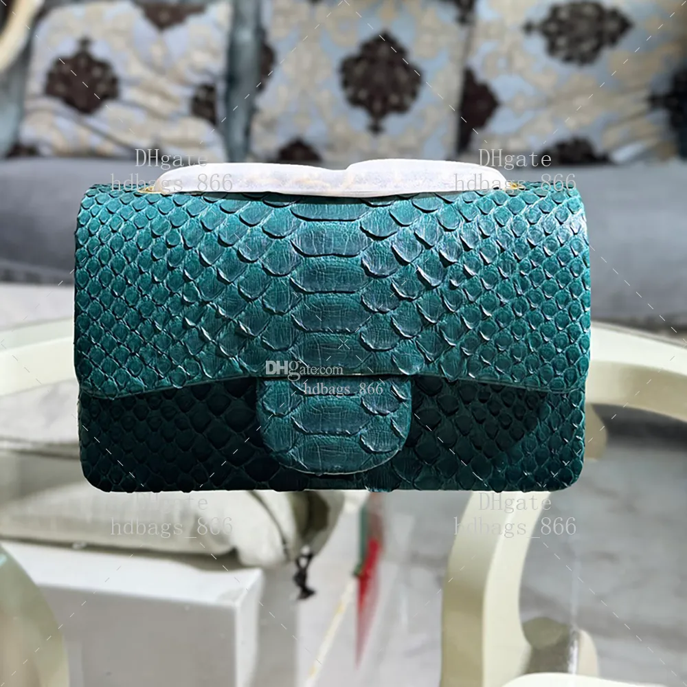 Snakeskin Flap Mini Crossbody Bag 20CM Canvas Genuine Leather