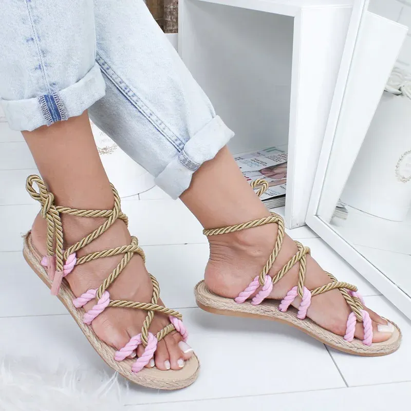 Hemp Rope Gladiator Sandals: Summer Style! White Gladiator Sandals for ...